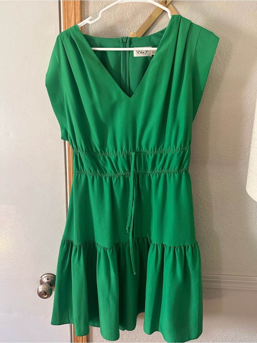 Eliza J Bright Green V-Neck Tiered Dress